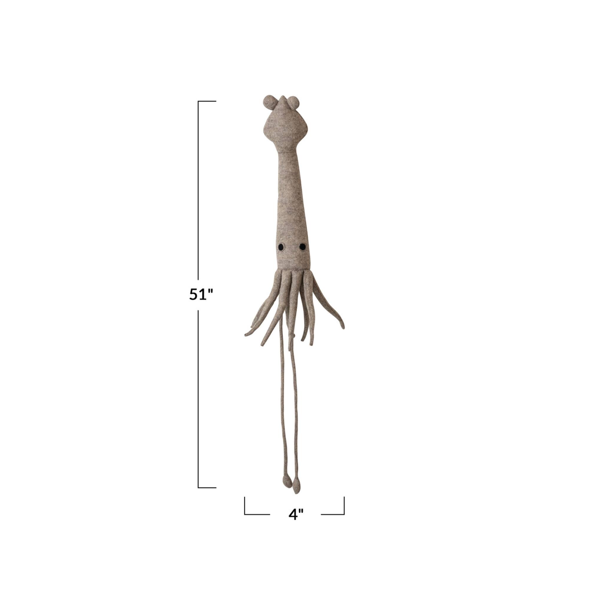 Hello Honey® 51" Gray & Black Handmade Wool Felt Squid Wall Hanging